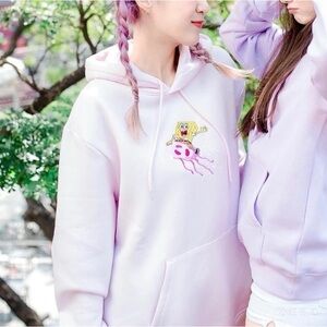 HM Bubblegum pink SpongeBob embroidery hoodie UNISEX